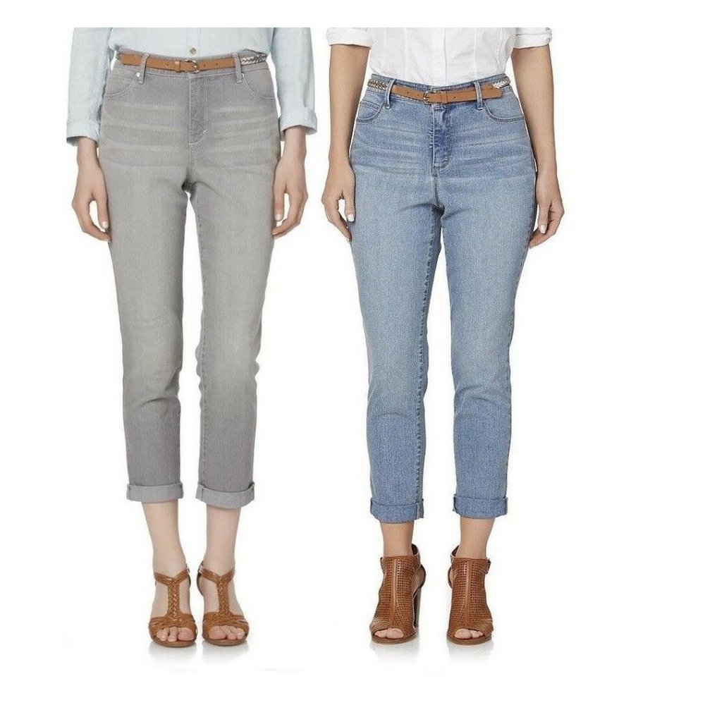 Gloria Vanderbilt Women's Stefana Cuffed Jeans Belted size 6 NEW